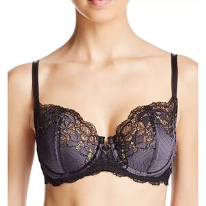 Wacoal Lace Affair Underwire Bra sheer Purple and Black feminine women’s 34D